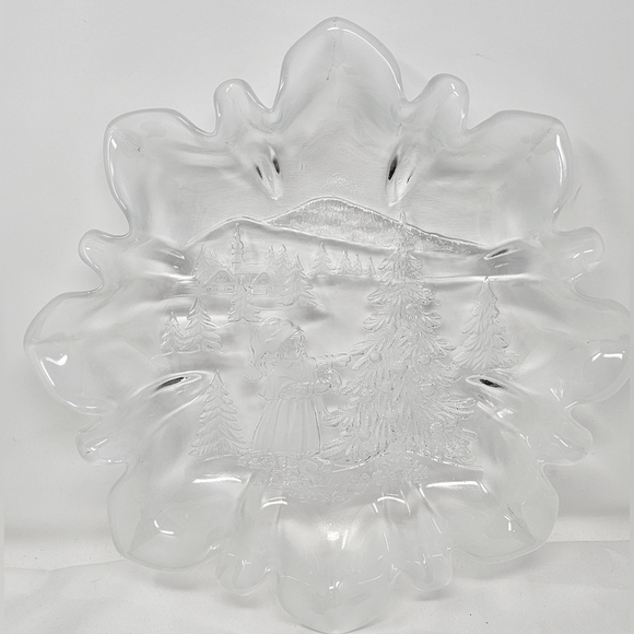 Mikasa Other - Mikasa Glass Frosted Plate Candy Cookie Dish Serving Platter Christmas Scene 13"